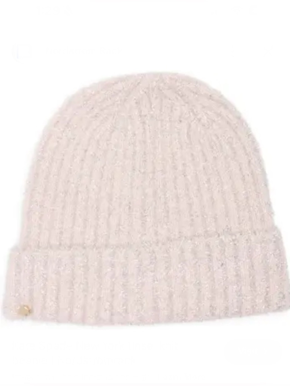 KATE SPADE NY BABY PINK TINSEL KNIT BEANIE ~ Pink Sparkle Fold over Toboggan